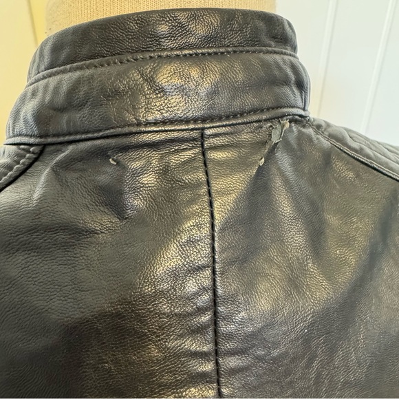 Zara Black Leather Biker Jacket - Picture 6 of 8